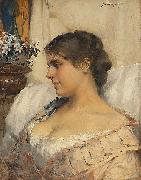 Albert Edelfelt Ung kvinna i sin budoir Spain oil painting artist